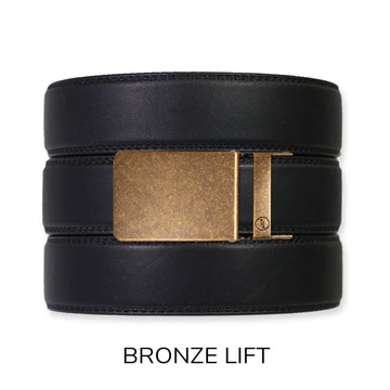 EDC Black Leather Gun Ratchet Belt & Buckle Set