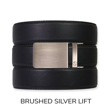 EDC Black Leather Gun Ratchet Belt & Buckle Set