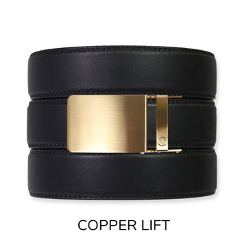 EDC Black Leather Gun Ratchet Belt & Buckle Set