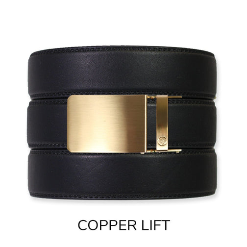 EDC Black Leather Gun Ratchet Belt & Buckle Set