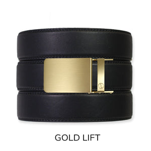 EDC Black Leather Gun Ratchet Belt & Buckle Set