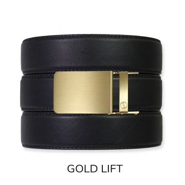 EDC Black Leather Gun Ratchet Belt & Buckle Set