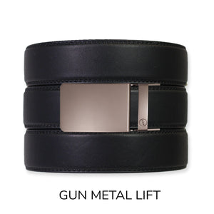 EDC Black Leather Gun Ratchet Belt & Buckle Set