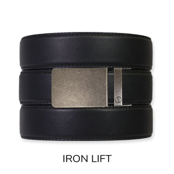 EDC Black Leather Gun Ratchet Belt & Buckle Set