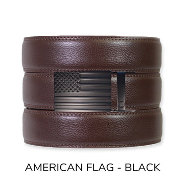 Espresso Leather Rachet Belt & Buckle Set