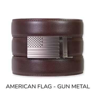Espresso Leather Rachet Belt & Buckle Set