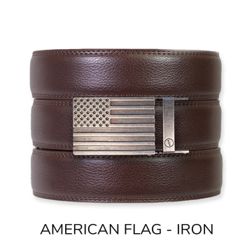 Espresso Leather Rachet Belt & Buckle Set