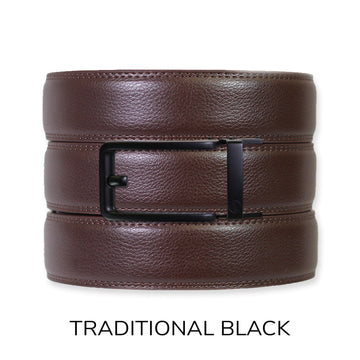 Espresso Leather Rachet Belt & Buckle Set