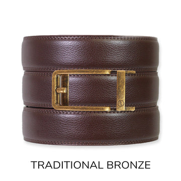 Espresso Leather Rachet Belt & Buckle Set