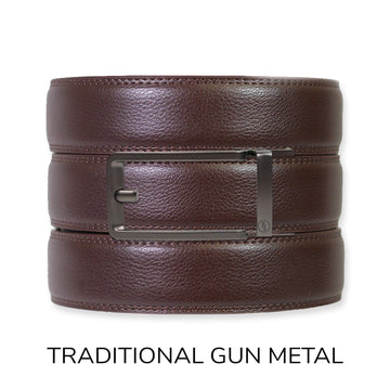 Espresso Leather Rachet Belt & Buckle Set