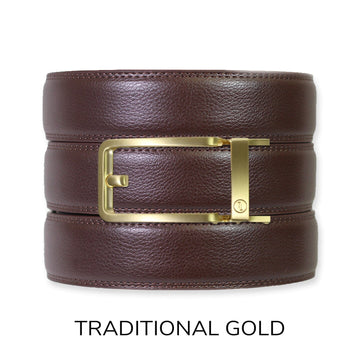 Espresso Leather Rachet Belt & Buckle Set