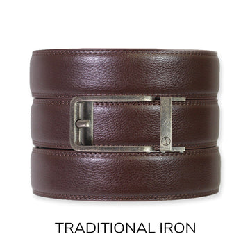 Espresso Leather Rachet Belt & Buckle Set
