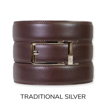Espresso Leather Rachet Belt & Buckle Set
