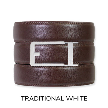 Espresso Leather Rachet Belt & Buckle Set