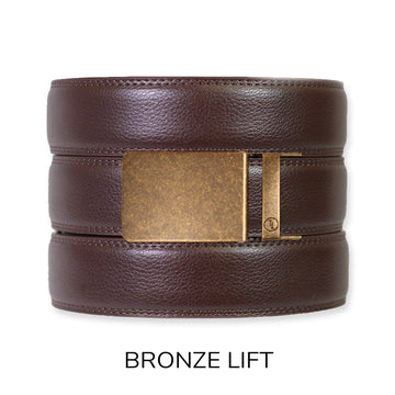 Espresso Leather Rachet Belt & Buckle Set