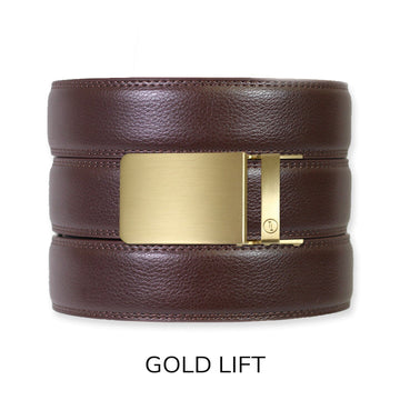 Espresso Leather Rachet Belt & Buckle Set