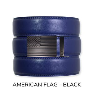 Navy Leather Ratchet Belt & Buckle Set