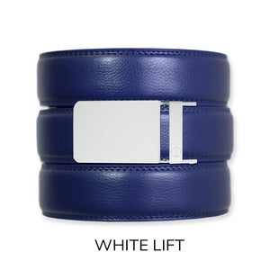 Navy Leather Ratchet Belt & Buckle Set