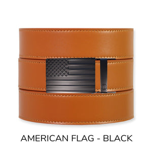 Saddle Tan Top Grain Leather Ratchet Belt & Buckle Set