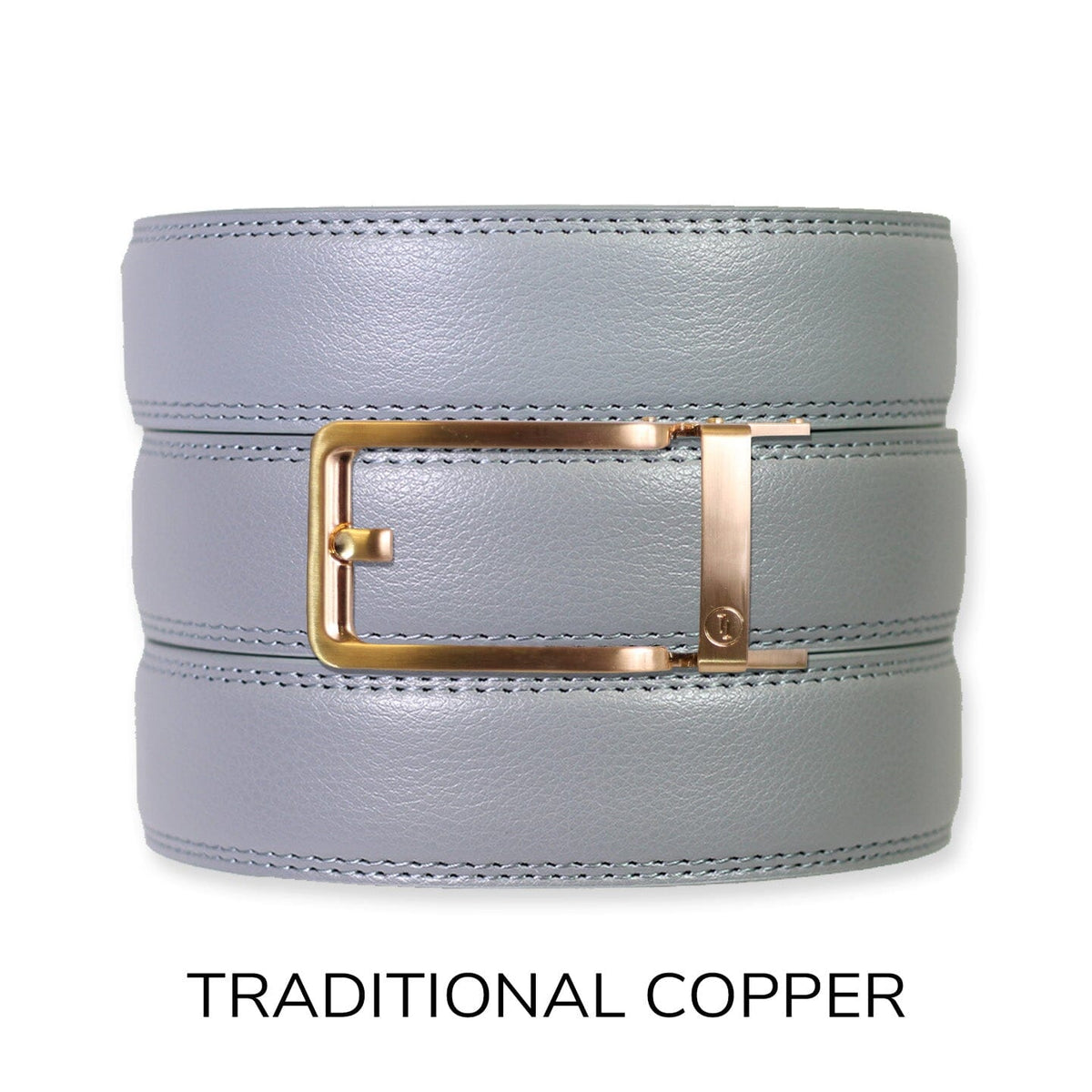 Grey Leather Ratchet Belt & Buckle Set - Tough Apparel Traditional Gold — Belt Set Ratchet Belt