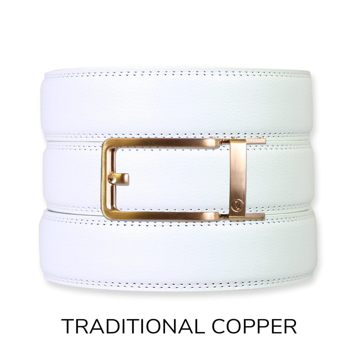 Carbon Cognac Leather Ratchet Belt & Buckle Set White — Belt Set Ratchet Belt