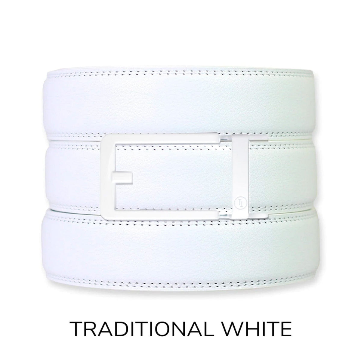 Carbon Cognac Leather Ratchet Belt & Buckle Set White — Belt Set Ratchet Belt