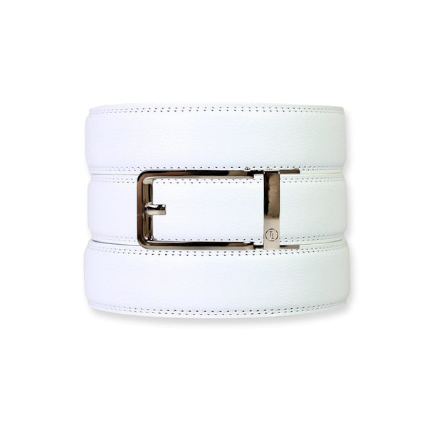 White Leather Ratchet Belt & Buckle Set - Tough Apparel