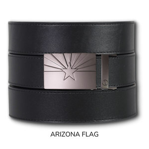 Black Top Grain Leather Ratchet Belt & Buckle Set