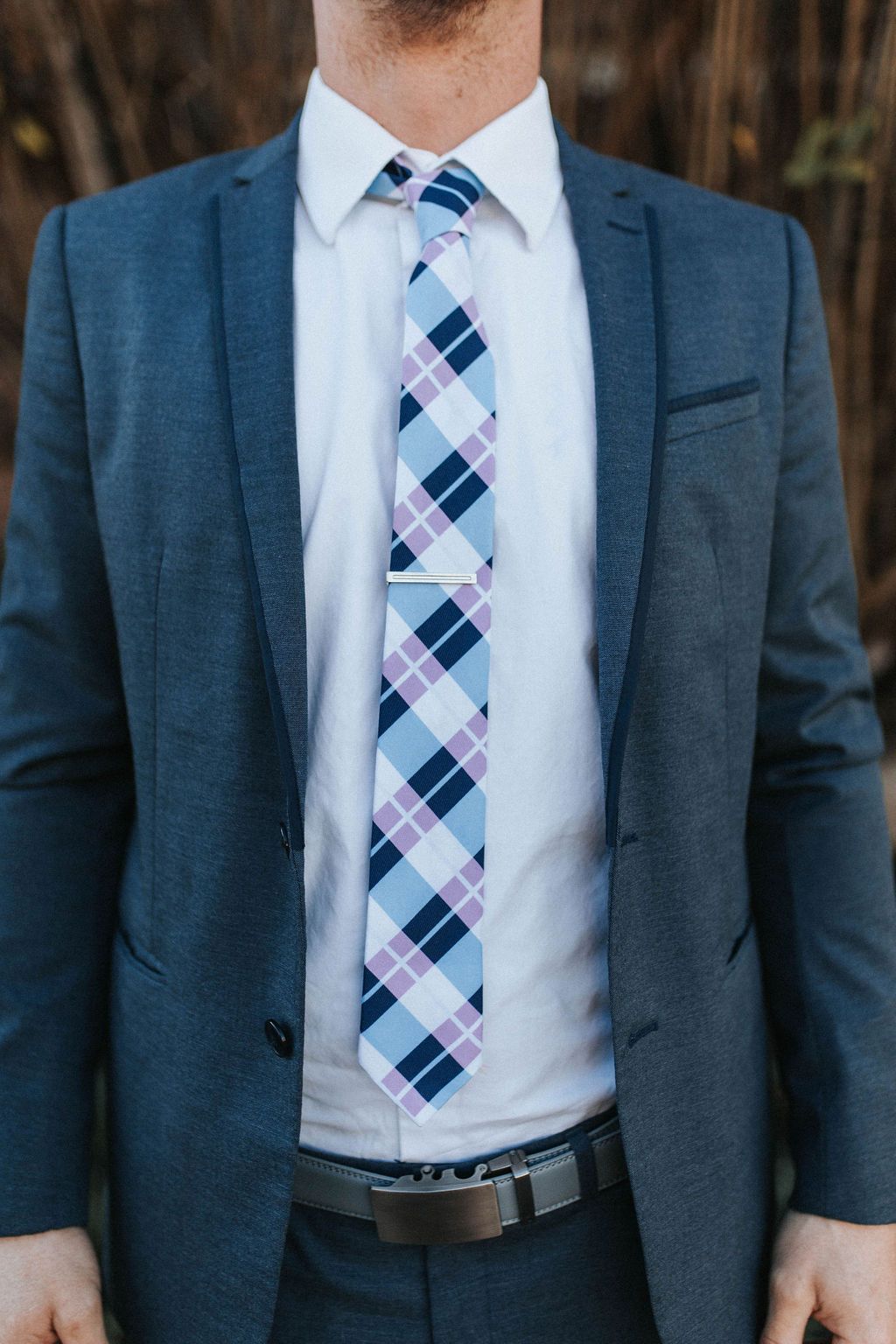 Page - Blue, White and Pink Plaid Tie