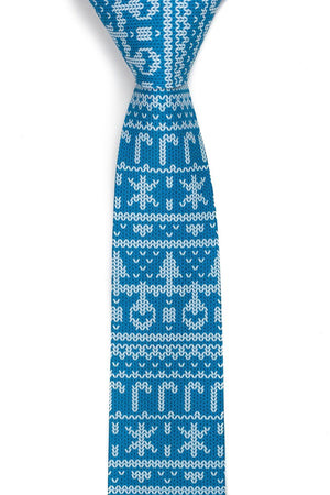 My grandma knit this Blue Ugly Christmas Sweater Tie - Tough Tie