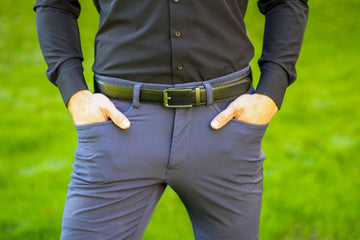 Carbon Black Leather Ratchet Belt & Buckle Set