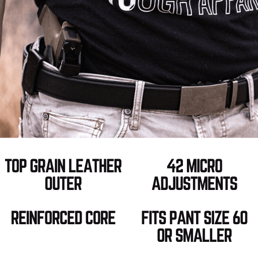 EDC Black Leather Gun Belt Strap