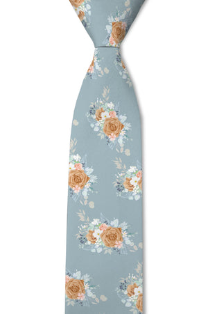 Carolina – Sky Blue and Rust Roses Tie – Tough Apparel